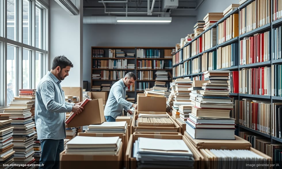 Débarras de bibliothèque d'entreprise ou d'école : livres et archives