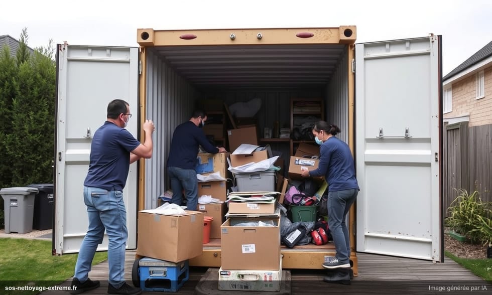 Débarras de container de stockage sur propriété privée