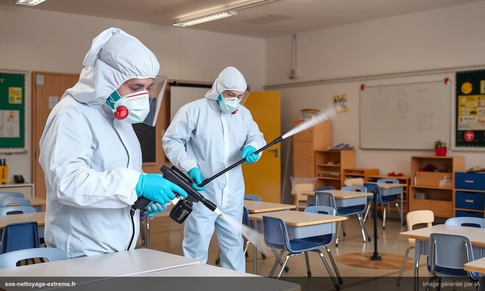 Désinfection d'école et crèche après épidémie