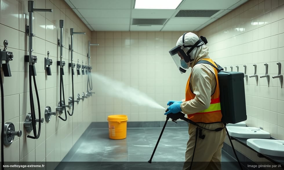 Désinfection de vestiaires et douches de club sportif