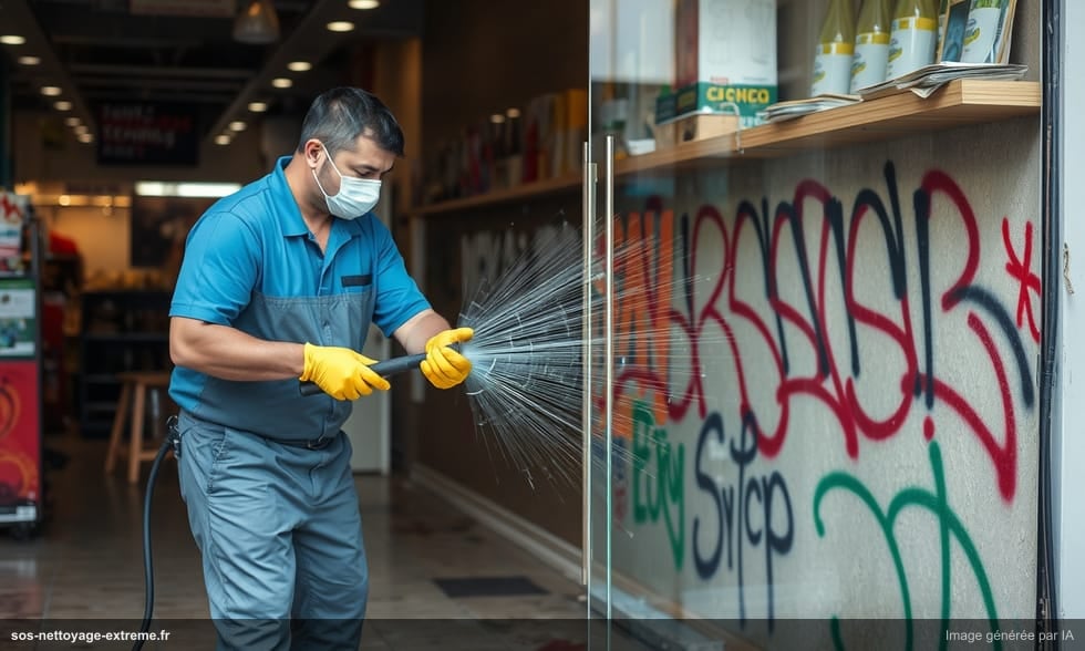 Nettoyage après vandalisme dans un commerce ou bureau