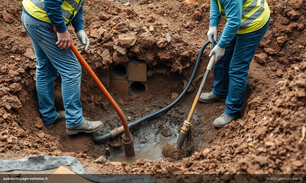 Nettoyage après fuite de canalisation enterrée