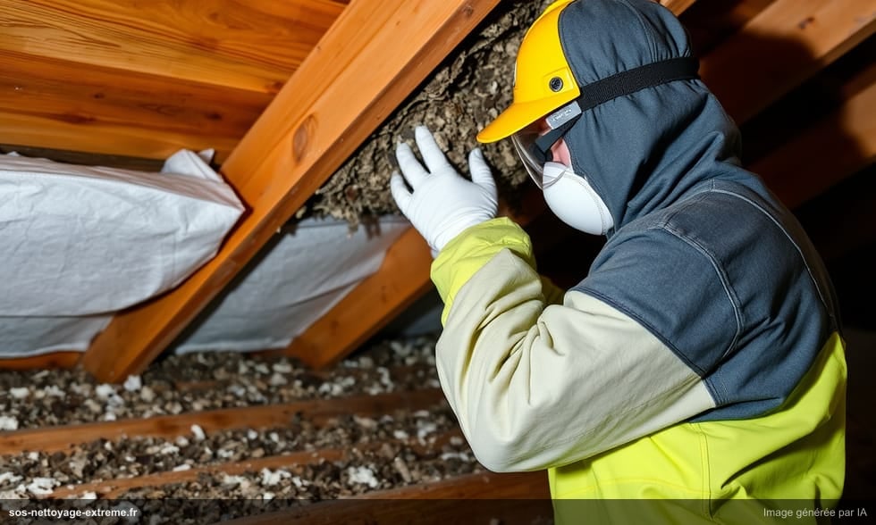 Nettoyage de grenier après nid de fouine : dégâts et remise en état