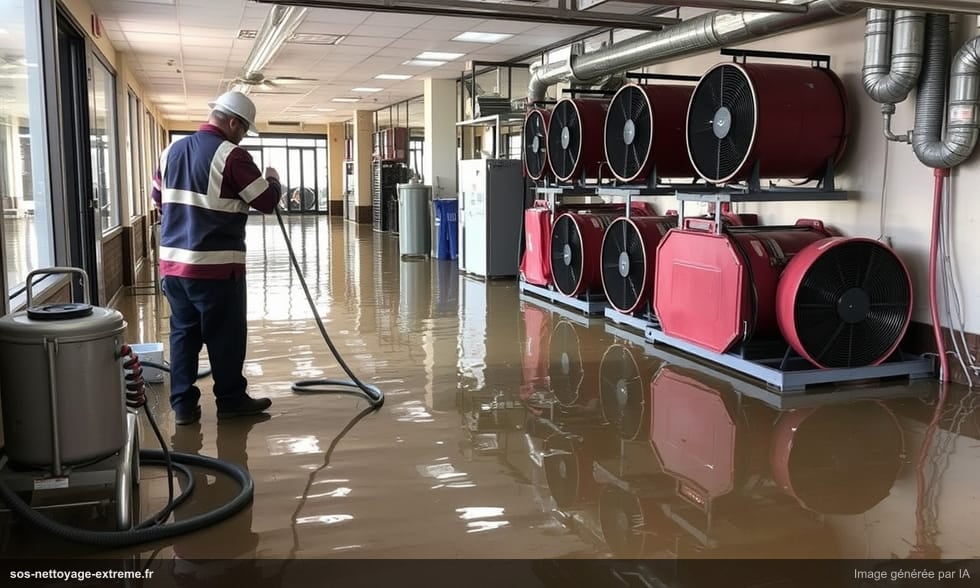 Nettoyage de local commercial après dégât des eaux majeur