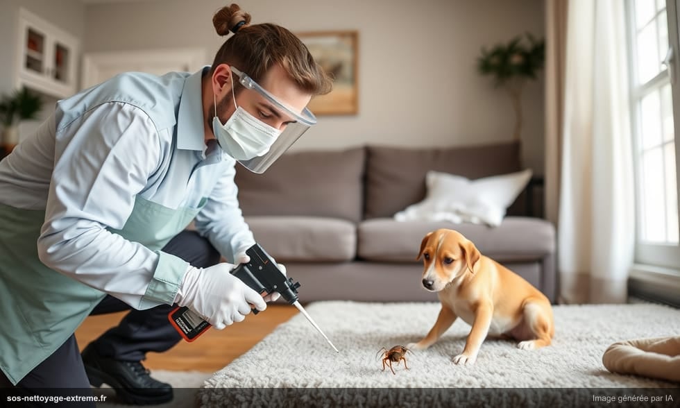 Tiques et puces dans la maison : traitement complet