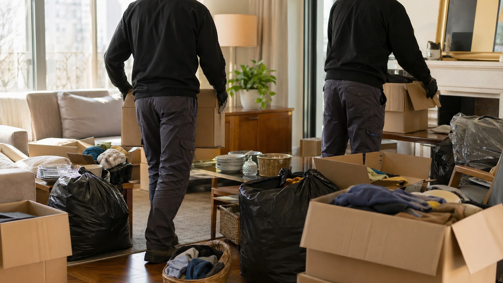 Illustration d’une phase de tri lors d’un débarras d’appartement en France