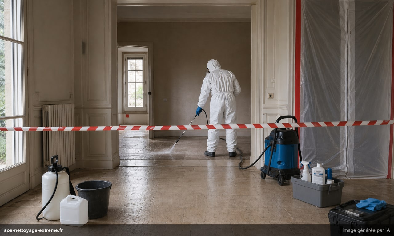 Illustration d’un protocole de décontamination après décès en France