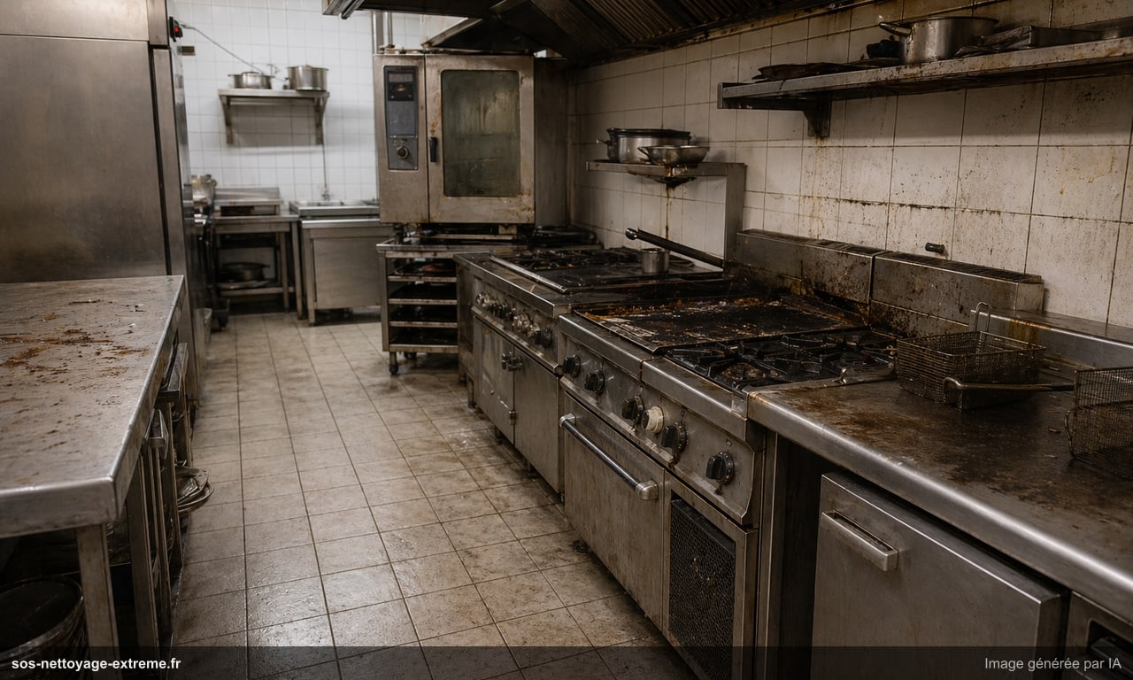 Illustration d’une cuisine professionnelle à nettoyer en France
