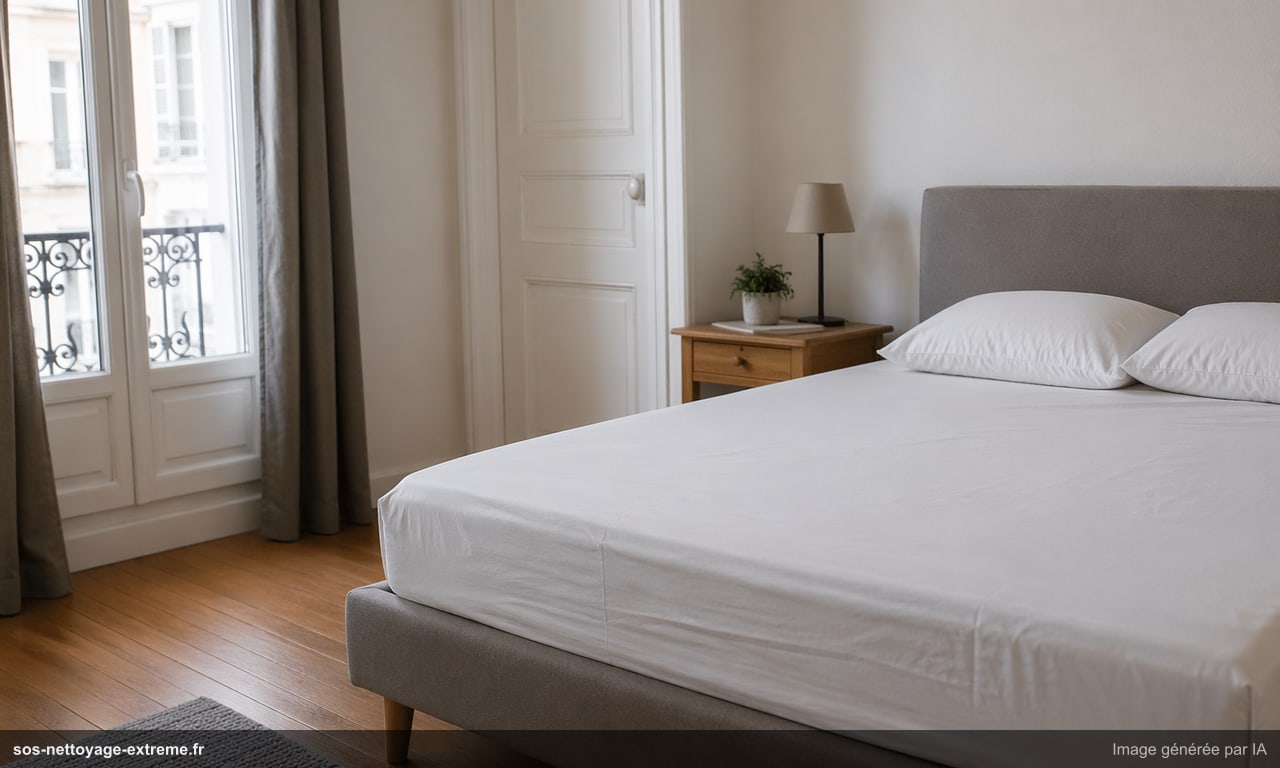 Illustration d’une chambre stabilisée après traitement contre les punaises de lit en France