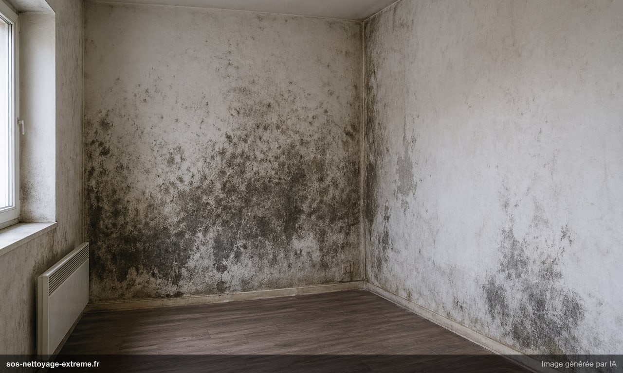Illustration de surfaces touchées par des moisissures en France