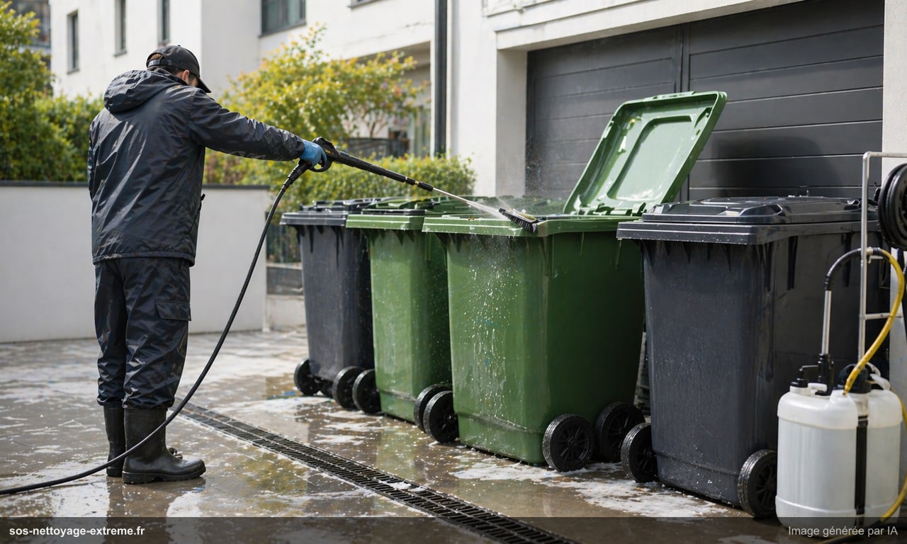 Nettoyage containers et bacs à ordures — Copropriété, immeubles, locaux poubelles